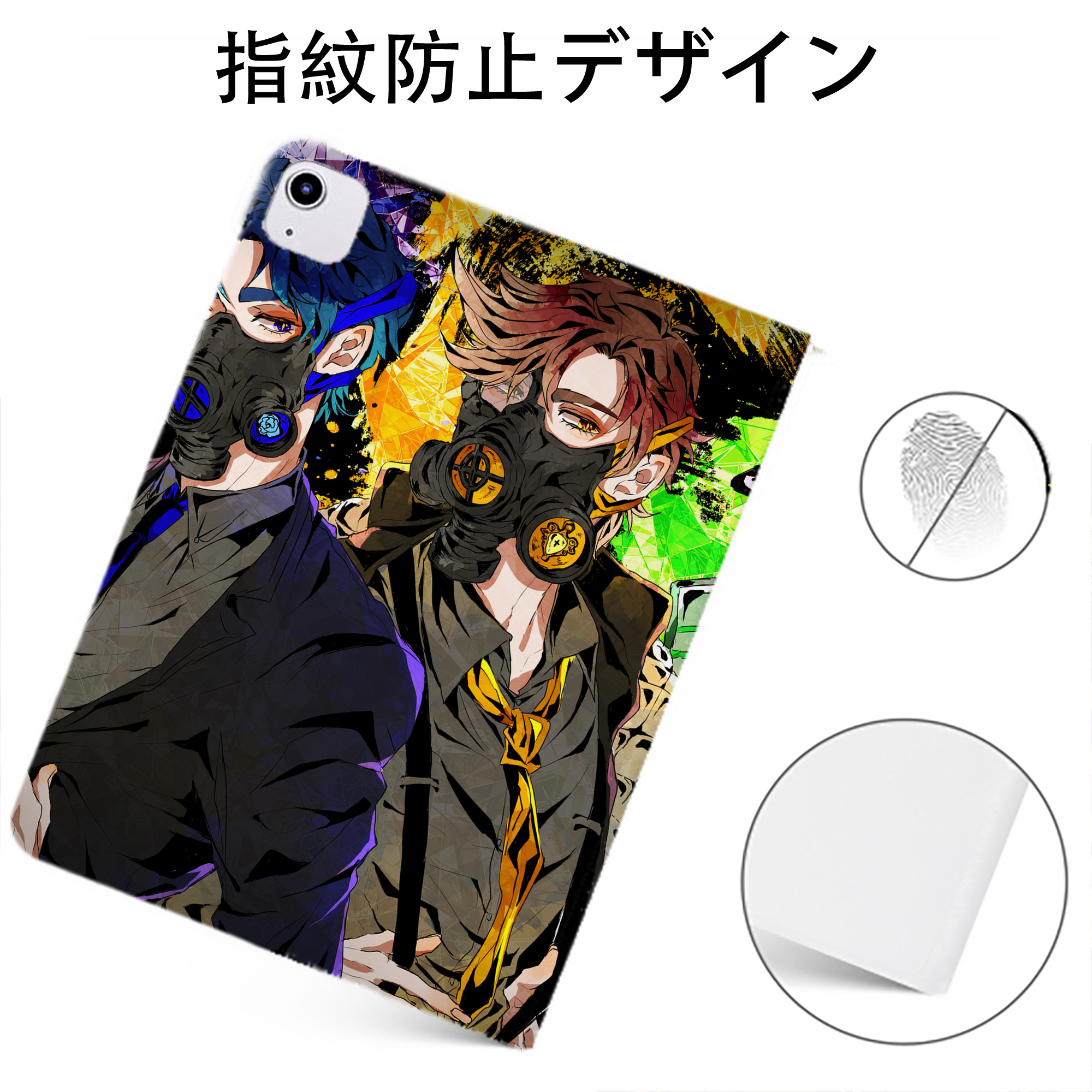 （画像用） ジョジョの奇妙な冒険 JoJo's Bizarre Adventure IPadケース ペンホルダー付き ブックスタイルデザイン